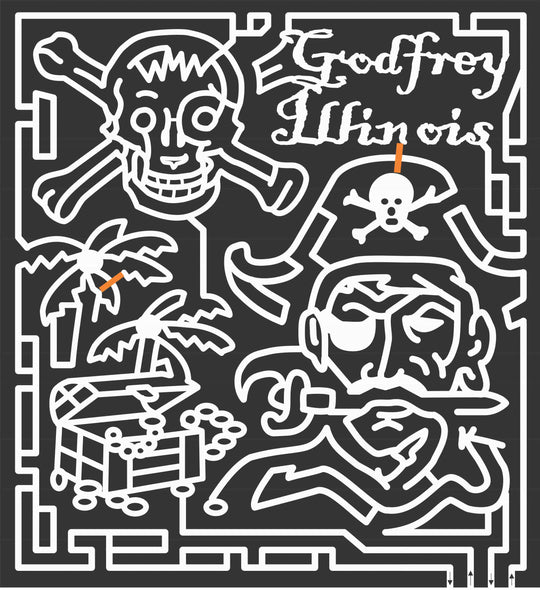 06_IL_Godfrey Illinois, Skull, crossbones, Pirate, Treasure, Chest, Tree, palm