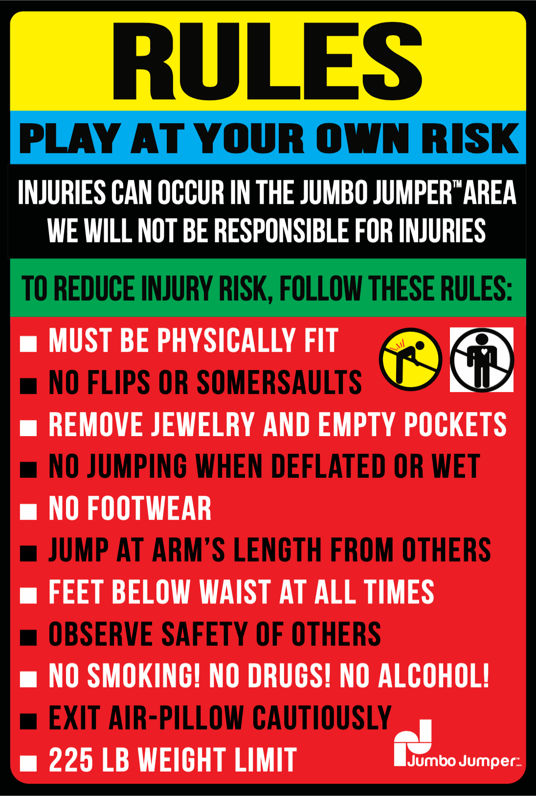 Jumbo Jumper Rules Sign